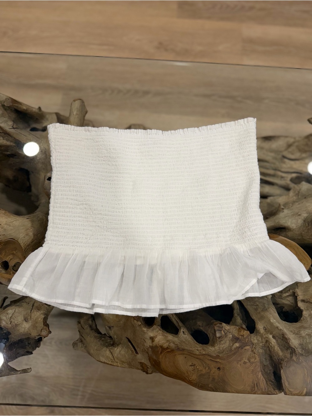 AEO smocked white tube top
